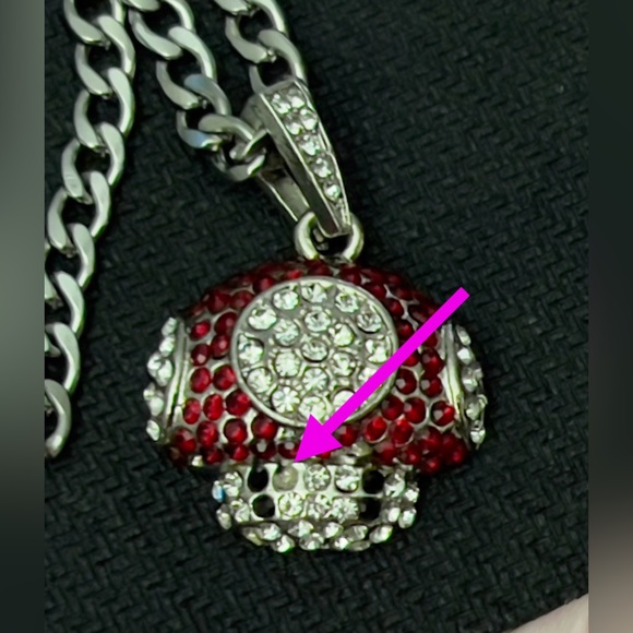 Super Mario Bro Pendant Chain Ruby Gem CZ Toad Mushroom Charm DIY Necklace Set - Picture 8 of 8